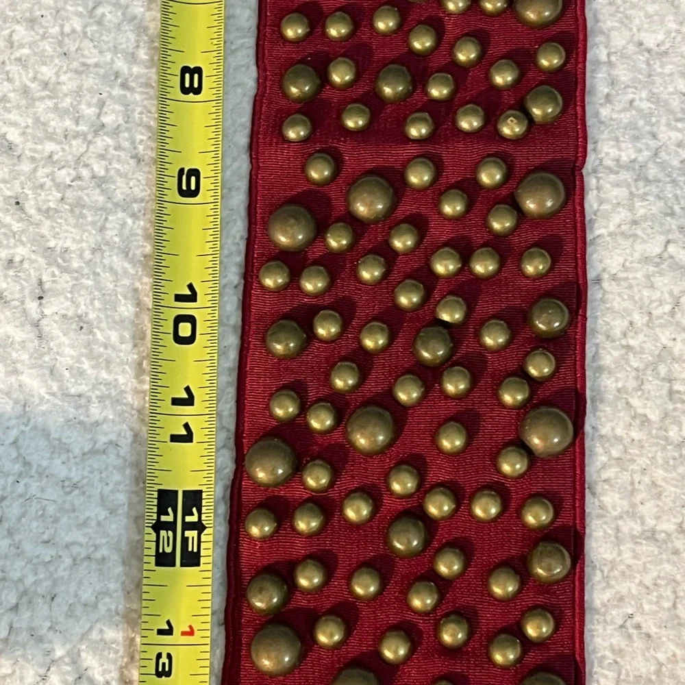 Vintage Studded Stretch Retro Red Belt - Picture 5 of 13